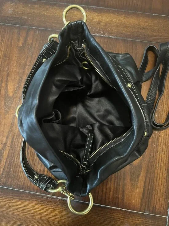 Coach Hamptons Pleated Leather Shoulder Bag Purse Gold Hardware Y2K Hobo - Picture 7 of 11